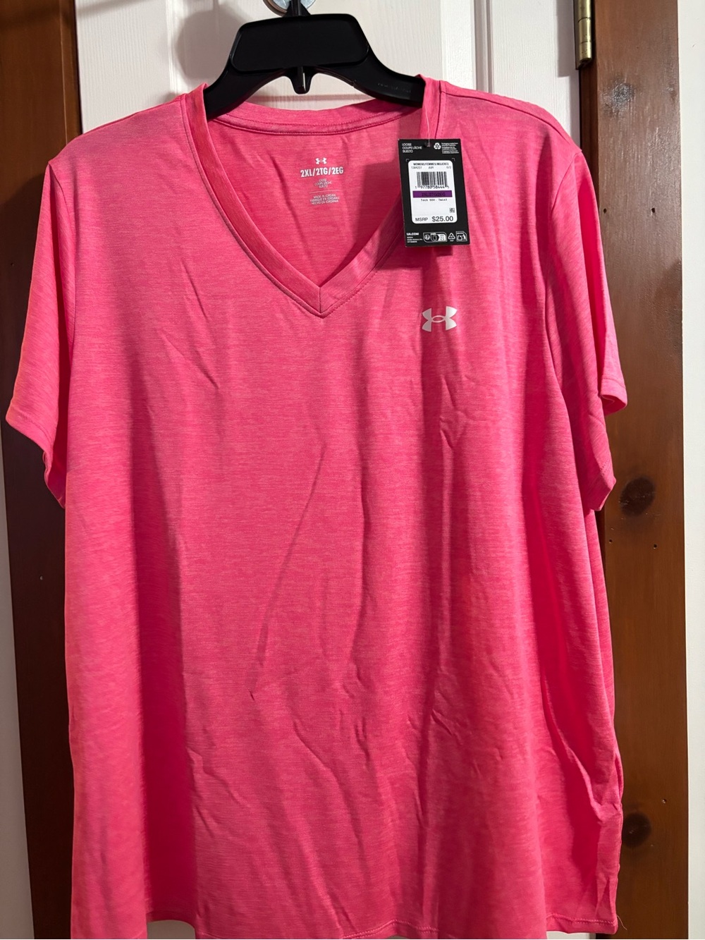 Under Armour Men’s Hot Pink V-Neck Short Sleeve Performance Tee
